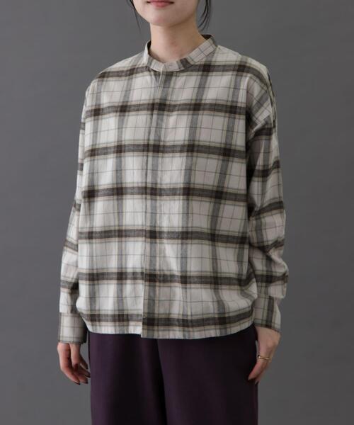 FORK&SPOON（フォークアンドスプーン）の「FORK&SPOON　ブラッシュドチェックシャツ（シャツ/ブラウス・レディース・ベージュ系その他/ブラック系その他・1）」の12枚目の写真