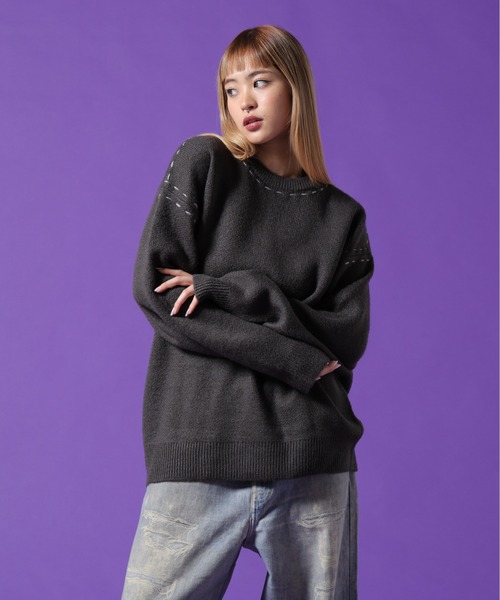 DANKE SCHON(ダンケシェーン)の「【WEB&DEPOT限定】DankeSchon/ダンケシェーン/ST KNIT CREWNECK(ニット/セーター・メンズ・ホワイト/チャコールグレー/ブラック・L/M/XL)」の3枚目の写真
