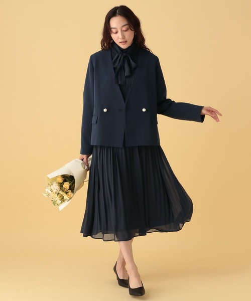 Elura（エルーラ）の「≪入卒/セレモニー/通勤≫プリーツワンピース/603869（ワンピース・レディース・ライトブルー/ネイビー・LARGE/MEDIUM）」の11枚目の写真