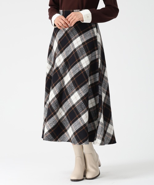 ミッシュマッシュ（MISCH MASCH）/2025秋冬新作 ロービングチェックサーキュラースカート セール】2025秋冬新作 ロービングチェックサーキュラースカート