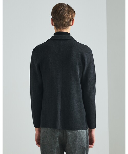 DESIGNWORKS(デザインワークス)の「【セットアップ対応】ビックヘリンボン柄 ニットジャケット(カーディガン/ボレロ・メンズ・グレー/チャコールグレー・46/48/50)」の5枚目の写真