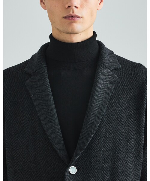 DESIGNWORKS(デザインワークス)の「【セットアップ対応】ビックヘリンボン柄 ニットジャケット(カーディガン/ボレロ・メンズ・グレー/チャコールグレー・46/48/50)」の6枚目の写真