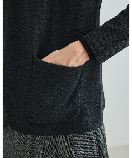 DESIGNWORKS(デザインワークス)の「【セットアップ対応】ビックヘリンボン柄 ニットジャケット(カーディガン/ボレロ・メンズ・グレー/チャコールグレー・46/48/50)」の8枚目の写真