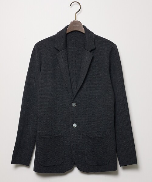 DESIGNWORKS(デザインワークス)の「【セットアップ対応】ビックヘリンボン柄 ニットジャケット(カーディガン/ボレロ・メンズ・グレー/チャコールグレー・46/48/50)」の12枚目の写真