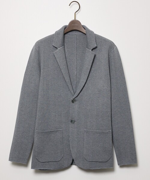 DESIGNWORKS(デザインワークス)の「【セットアップ対応】ビックヘリンボン柄 ニットジャケット(カーディガン/ボレロ・メンズ・グレー/チャコールグレー・46/48/50)」の14枚目の写真