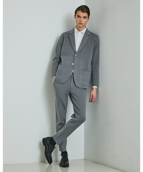 DESIGNWORKS(デザインワークス)の「【セットアップ対応】ビックヘリンボン柄 ニットジャケット(カーディガン/ボレロ・メンズ・グレー/チャコールグレー・46/48/50)」の16枚目の写真