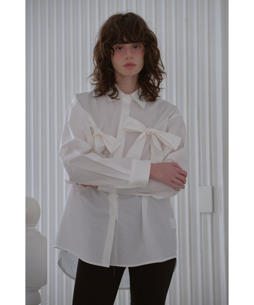 LETERIE(レテリー)の「LR DOUBLE RIBBON SHIRT_WHITE(シャツ/ブラウス・レディース・ホワイト・FREE)」の2枚目の写真