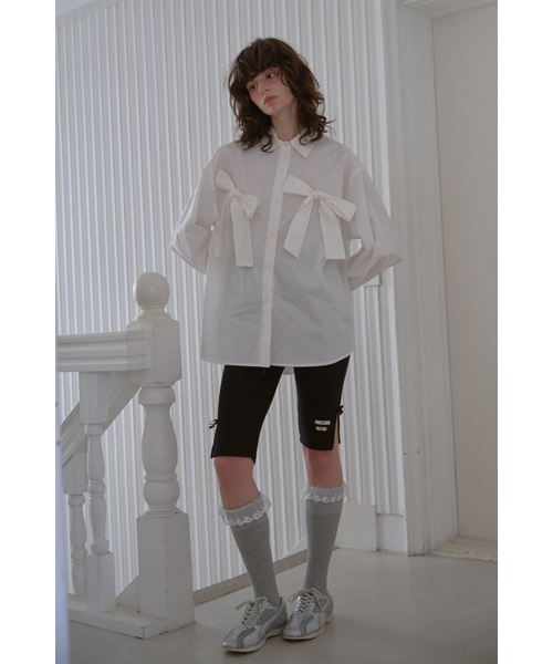 LETERIE(レテリー)の「LR DOUBLE RIBBON SHIRT_WHITE(シャツ/ブラウス・レディース・ホワイト・FREE)」の3枚目の写真