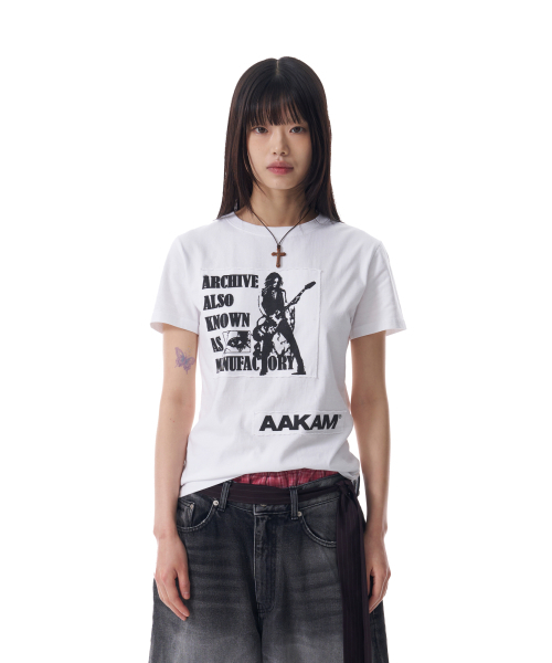 AAKAM（アーカム）の「Washed Patch Half Top (White)（Tシャツ/カットソー・レディース・その他・2/1）」の2枚目の写真