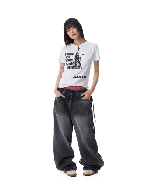 AAKAM（アーカム）の「Washed Patch Half Top (White)（Tシャツ/カットソー・レディース・その他・2/1）」の6枚目の写真