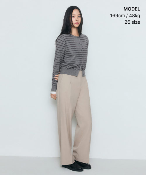 MUSINSA STANDARD WOMAN（ムシンサスタンダードウーマン）の「ウィメンズウエストバンドレスワイドスラックス[ウォームサンド]（スラックス・レディース・その他・30/24/25/26/27/28/29）」の2枚目の写真