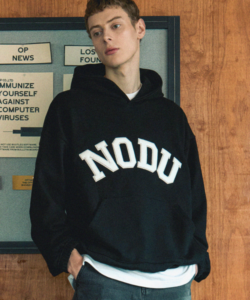 NODU（ノードユー）の「ビッグロゴアップリケフードTシャツ[ブラック]（パーカー・メンズ・その他・MEDIUM/LARGE）」の5枚目の写真