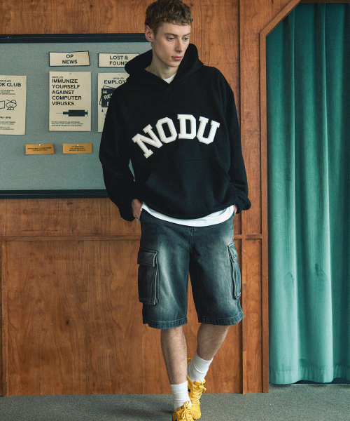 NODU（ノードユー）の「ビッグロゴアップリケフードTシャツ[ブラック]（パーカー・メンズ・その他・MEDIUM/LARGE）」の6枚目の写真