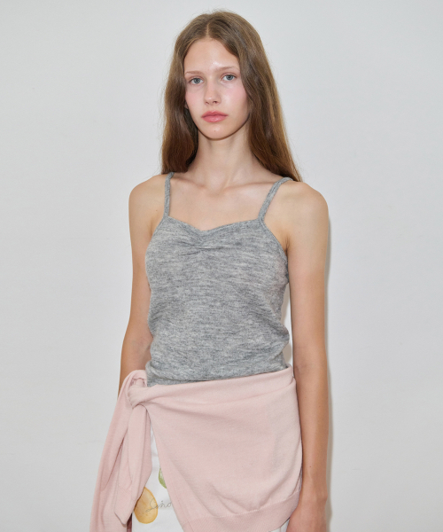 SINOON（シヌーン）の「Shirring Knit Sleeveless (Melange Grey)（Tシャツ/カットソー・レディース・グレー・FREE）」の4枚目の写真