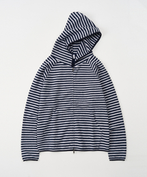 TOFFEE（トフィー）の「ストライプフリースフードジップアップ (GREY/NAVY)（その他アウター）」