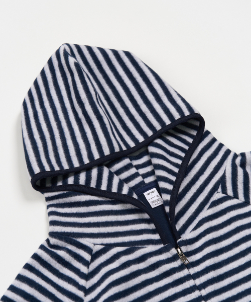 TOFFEE(トフィー)の「ストライプフリースフードジップアップ (GREY/NAVY)(その他アウター・メンズ・その他・MEDIUM/LARGE/X-LARGE)」の2枚目の写真