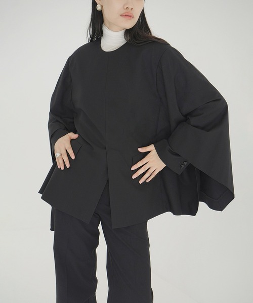 CLANE（クラネ）の「JACKET DETAIL CAPE TOPS（その他トップス・レディース・ブラック/ブラウン・1/2）」の6枚目の写真