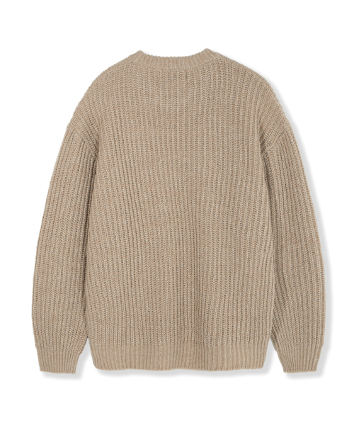 NODU（ノードユー）の「ADN ボカシハッチラウンドセミオーバーフィット長袖ニット[ベージュ]（ニット/セーター・メンズ・その他・LARGE/MEDIUM）」の3枚目の写真