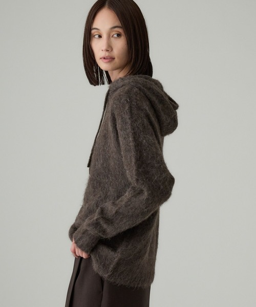 BABYLONE(バビロン)の「ラマニットパーカー(ニット/セーター・レディース・モカ/オフホワイト・フリー)」の12枚目の写真