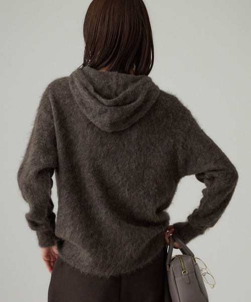 BABYLONE(バビロン)の「ラマニットパーカー(ニット/セーター・レディース・モカ/オフホワイト・フリー)」の13枚目の写真