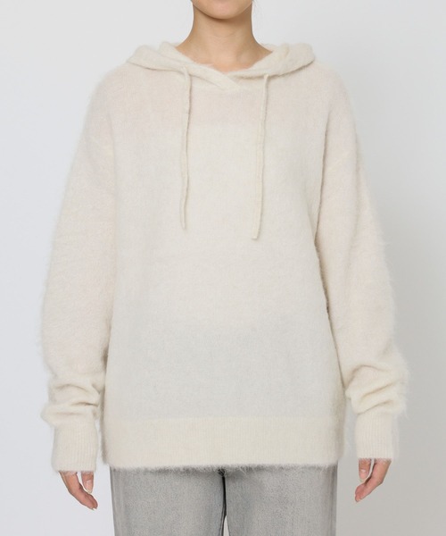 BABYLONE(バビロン)の「ラマニットパーカー(ニット/セーター・レディース・モカ/オフホワイト・フリー)」の19枚目の写真