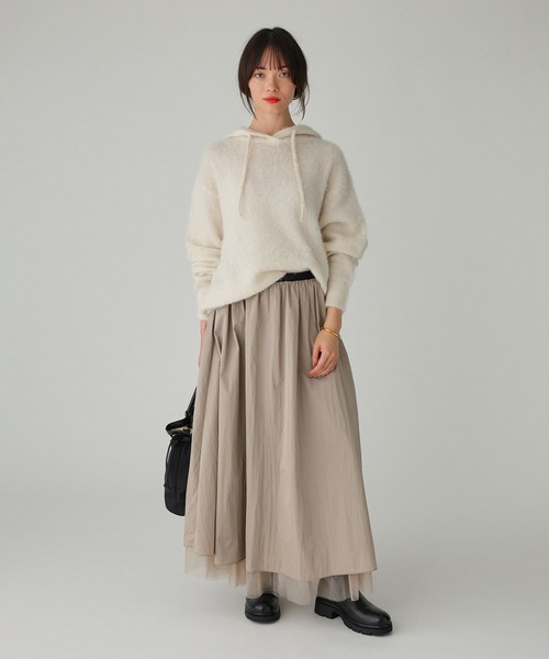 BABYLONE(バビロン)の「ラマニットパーカー(ニット/セーター・レディース・モカ/オフホワイト・フリー)」の6枚目の写真