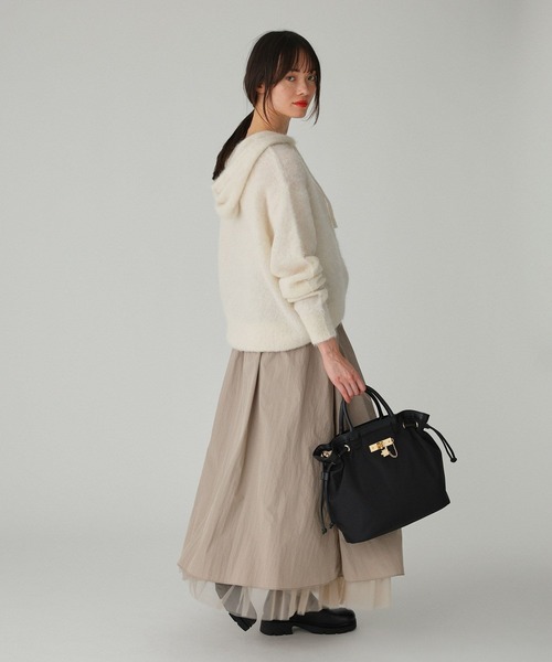 BABYLONE(バビロン)の「ラマニットパーカー(ニット/セーター・レディース・モカ/オフホワイト・フリー)」の8枚目の写真