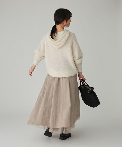 BABYLONE(バビロン)の「ラマニットパーカー(ニット/セーター・レディース・モカ/オフホワイト・フリー)」の9枚目の写真