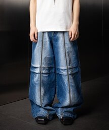 IUGAMAKARAS（イウガマカラス）の「Long Zipper Denim Pants (Blue)（デニムパンツ）」
