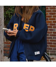 [UN] Mesh Applique Hoodie Zip-Up Navy