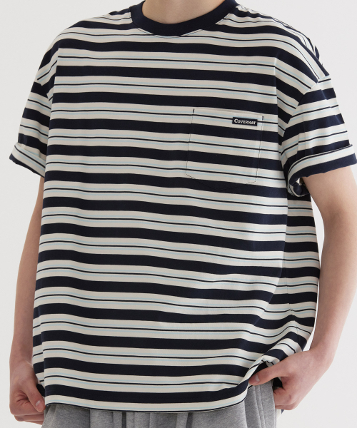 COVERNAT(カバーナット)の「マルチストライプTシャツ Dark Navy(Tシャツ/カットソー・レディース・その他・LARGE/X-LARGE/XX-LARGE/X-SMALL/SMALL/MEDIUM)」の9枚目の写真