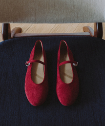 LAMINEZ（ラミネズ）の「Suede Mary Jane Flats - Red（バレエシューズ）」