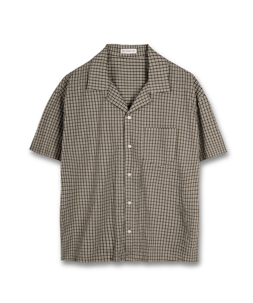 CONNECT KINLOCH(コネクトキンロック)の「オープンカラーギンガムチェックシャツ(ブラウン)(シャツ/ブラウス・メンズ・その他・X-LARGE/MEDIUM/LARGE)」の1枚目の写真