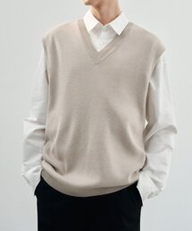 DRAW FIT（ドローフィット）の「オーバーサイズウールニットベスト [L.BEIGE]（ベスト）」
