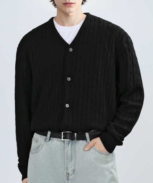 OSLO CABLE CARDIGAN (черный)