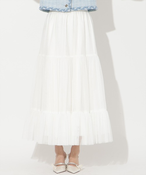 AND COUTURE(アンドクチュール)の「チュールティアードギャザースカート(スカート・レディース・ブラウン/ブラック/ベージュ/ライトグレー/ホワイト・FREE)」の22枚目の写真