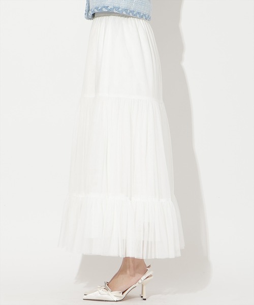 AND COUTURE(アンドクチュール)の「チュールティアードギャザースカート(スカート・レディース・ブラウン/ブラック/ベージュ/ライトグレー/ホワイト・FREE)」の21枚目の写真