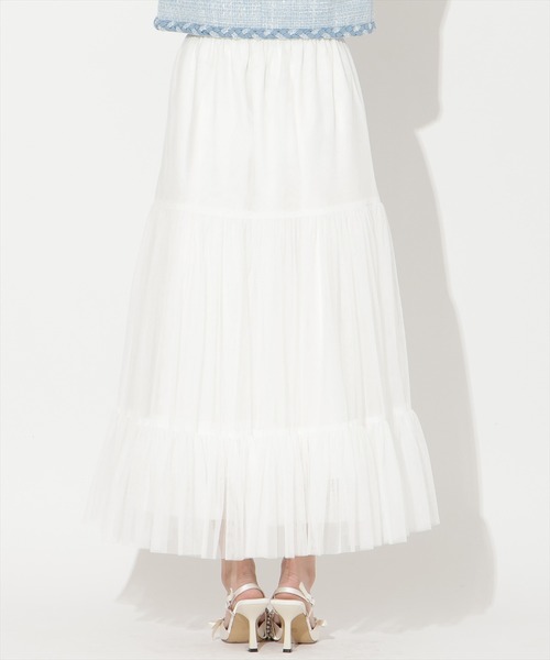 AND COUTURE(アンドクチュール)の「チュールティアードギャザースカート(スカート・レディース・ブラウン/ブラック/ベージュ/ライトグレー/ホワイト・FREE)」の20枚目の写真