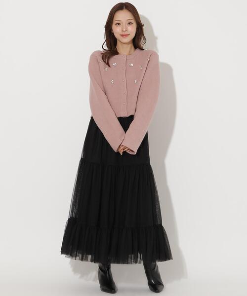 AND COUTURE(アンドクチュール)の「チュールティアードギャザースカート(スカート・レディース・ブラウン/ブラック/ベージュ/ライトグレー/ホワイト・FREE)」の6枚目の写真