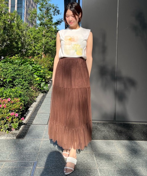 AND COUTURE(アンドクチュール)の「チュールティアードギャザースカート(スカート・レディース・ブラウン/ブラック/ベージュ/ライトグレー/ホワイト・FREE)」の9枚目の写真