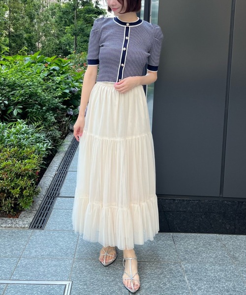 AND COUTURE(アンドクチュール)の「チュールティアードギャザースカート(スカート・レディース・ブラウン/ブラック/ベージュ/ライトグレー/ホワイト・FREE)」の16枚目の写真