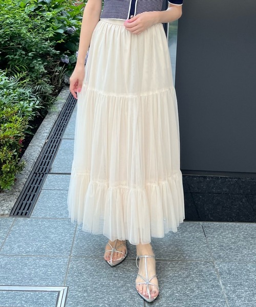 AND COUTURE(アンドクチュール)の「チュールティアードギャザースカート(スカート・レディース・ブラウン/ブラック/ベージュ/ライトグレー/ホワイト・FREE)」の14枚目の写真