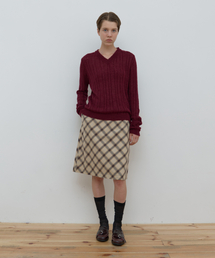 SHEER V-NECK KNIT_WINE