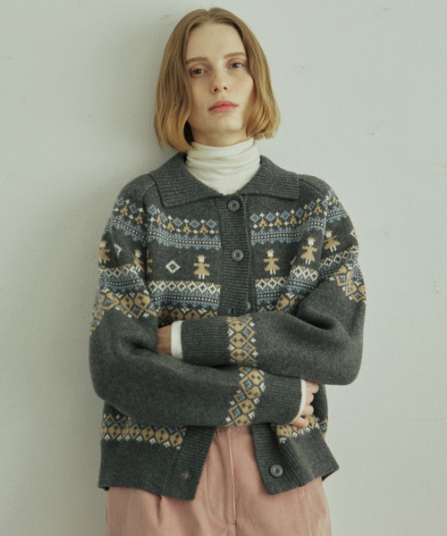 YUPPE(ヨッペ)の「THING JACQUARD CARDIGAN_GRAY(カーディガン/ボレロ・レディース・その他・FREE)」の6枚目の写真