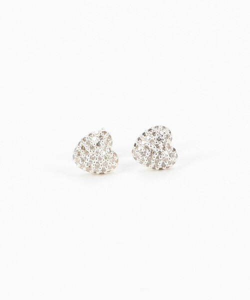 FREAK'S STORE(フリークスストア)の「Pave heart earrings/パヴェハートイヤリング/パヴェハートピアス(ピアス(両耳用)・レディース・シルバー・ONE SIZE)」の2枚目の写真