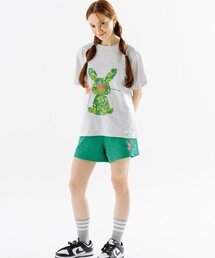 トロピカルフラワーレビットグラフィックフロントスウェットシャツ-バックメランジ