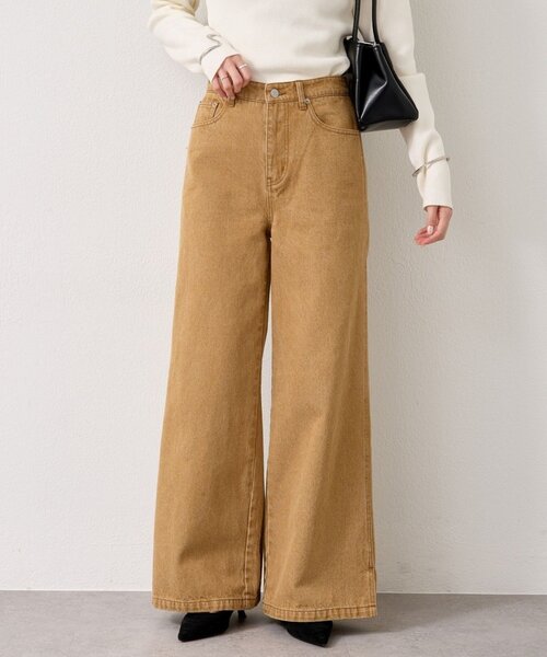 mystic(ミスティック)の「【3サイズ展開/SET UPで着用可◎】裾スリットフレアデニム(デニムパンツ・レディース・ネイビー/ベージュ/ブルー・2/1/0)」の2枚目の写真