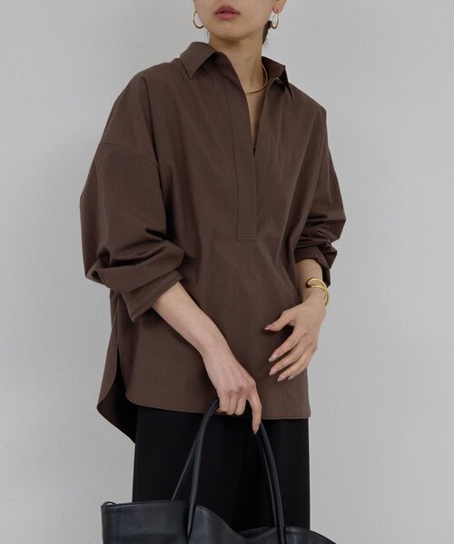 GALLARDAGALANTE(ガリャルダガランテ)の「スキッパーシャツ(シャツ/ブラウス・レディース・ベージュ/ピンク/ブラウン/オフホワイト・FREE)」の1枚目の写真