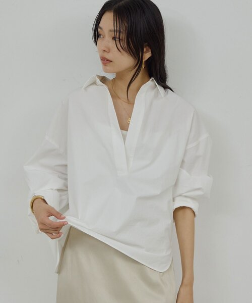 GALLARDAGALANTE(ガリャルダガランテ)の「スキッパーシャツ(シャツ/ブラウス・レディース・ベージュ/ピンク/ブラウン/オフホワイト・FREE)」の5枚目の写真