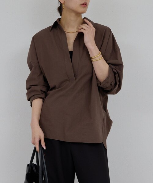 GALLARDAGALANTE(ガリャルダガランテ)の「スキッパーシャツ(シャツ/ブラウス・レディース・ベージュ/ピンク/ブラウン/オフホワイト・FREE)」の12枚目の写真